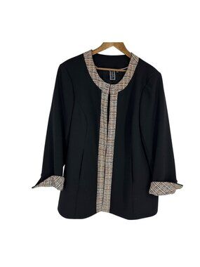 Nicole Miller for Mary Kay Black Jacket W/ Tweed Trim Women's Size 18W